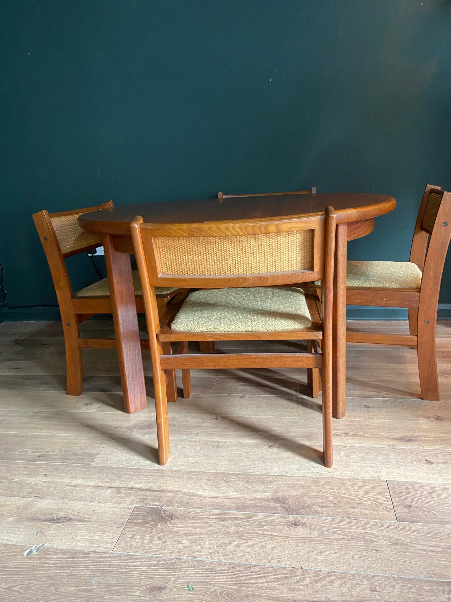 Midcentury, Danish, teak extending dinning table and chairs