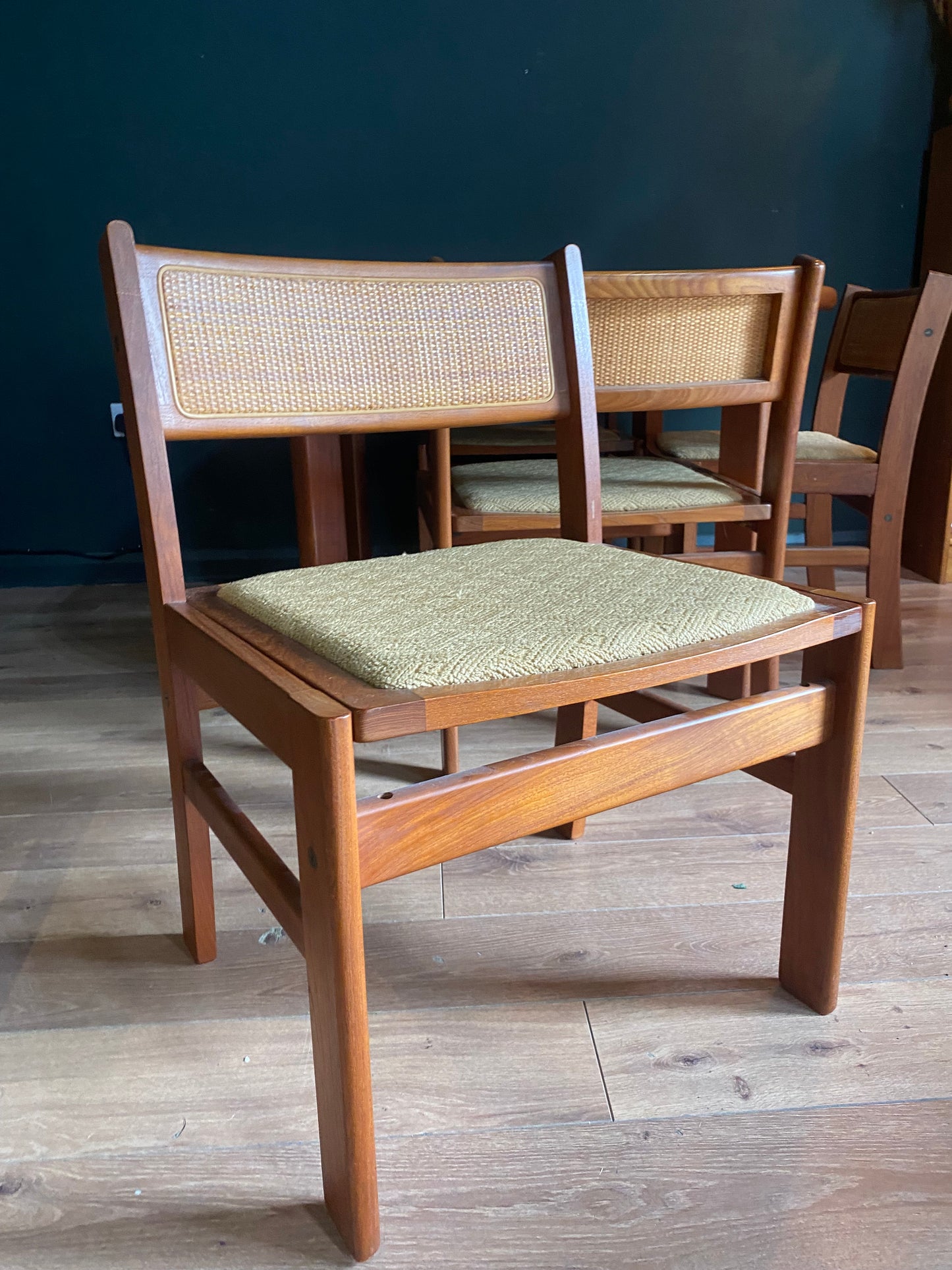Midcentury, Danish, teak extending dinning table and chairs