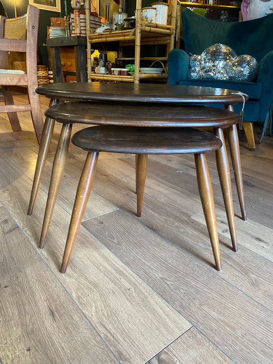 Nest of pebble tables by Ercol 1960s blue label model 354