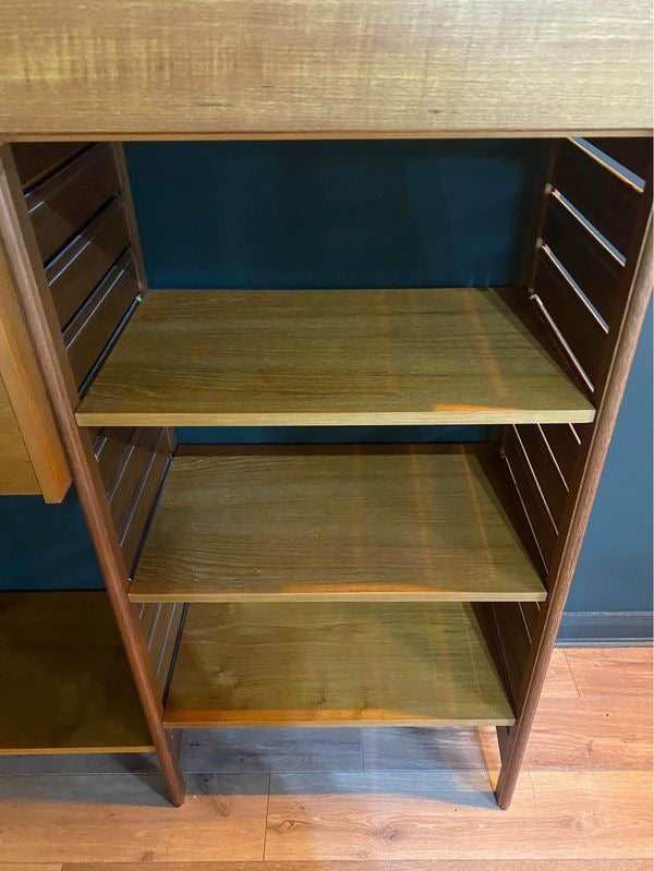 2 bay teak Ladderax shelving system by Staples