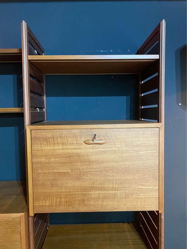 2 bay teak Ladderax shelving system by Staples