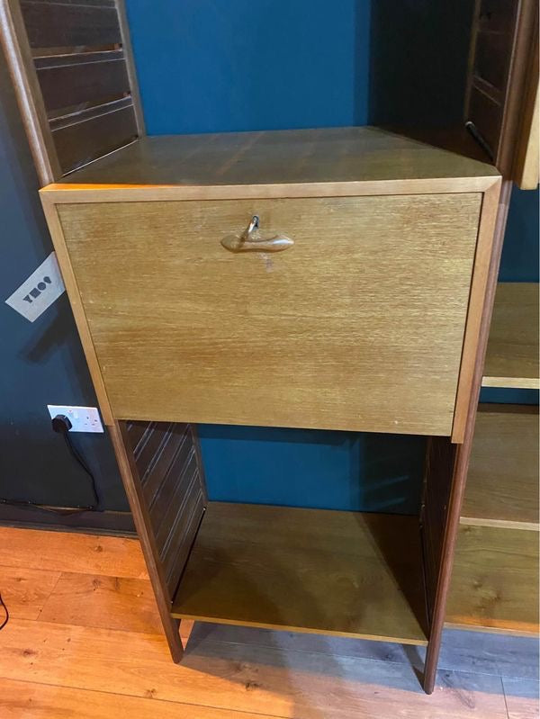 2 bay teak Ladderax shelving system by Staples